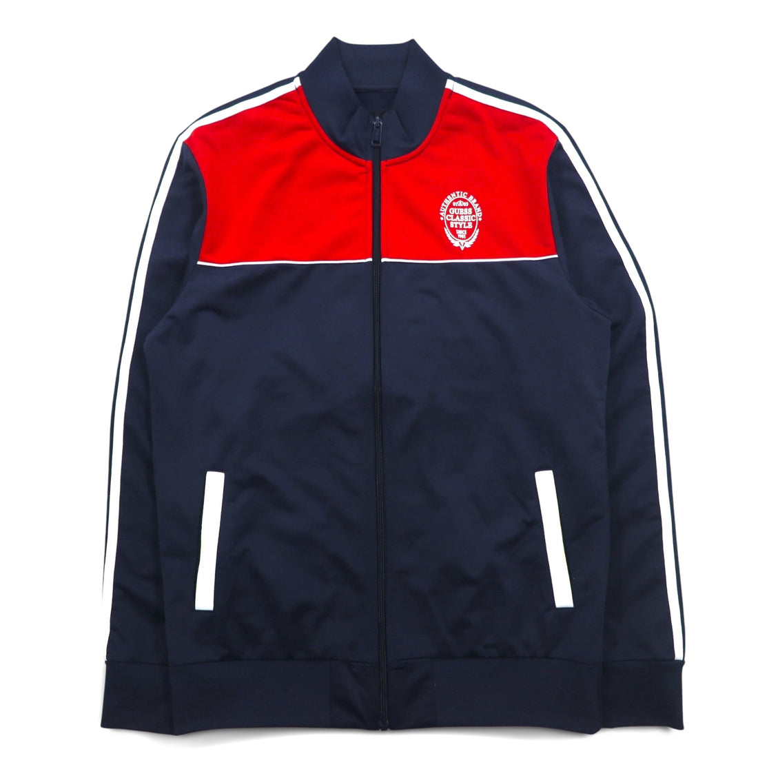 GUESS Track Jacket Jersey M Navy Red Sideline ORSON COLOR M92Q32K8GT0