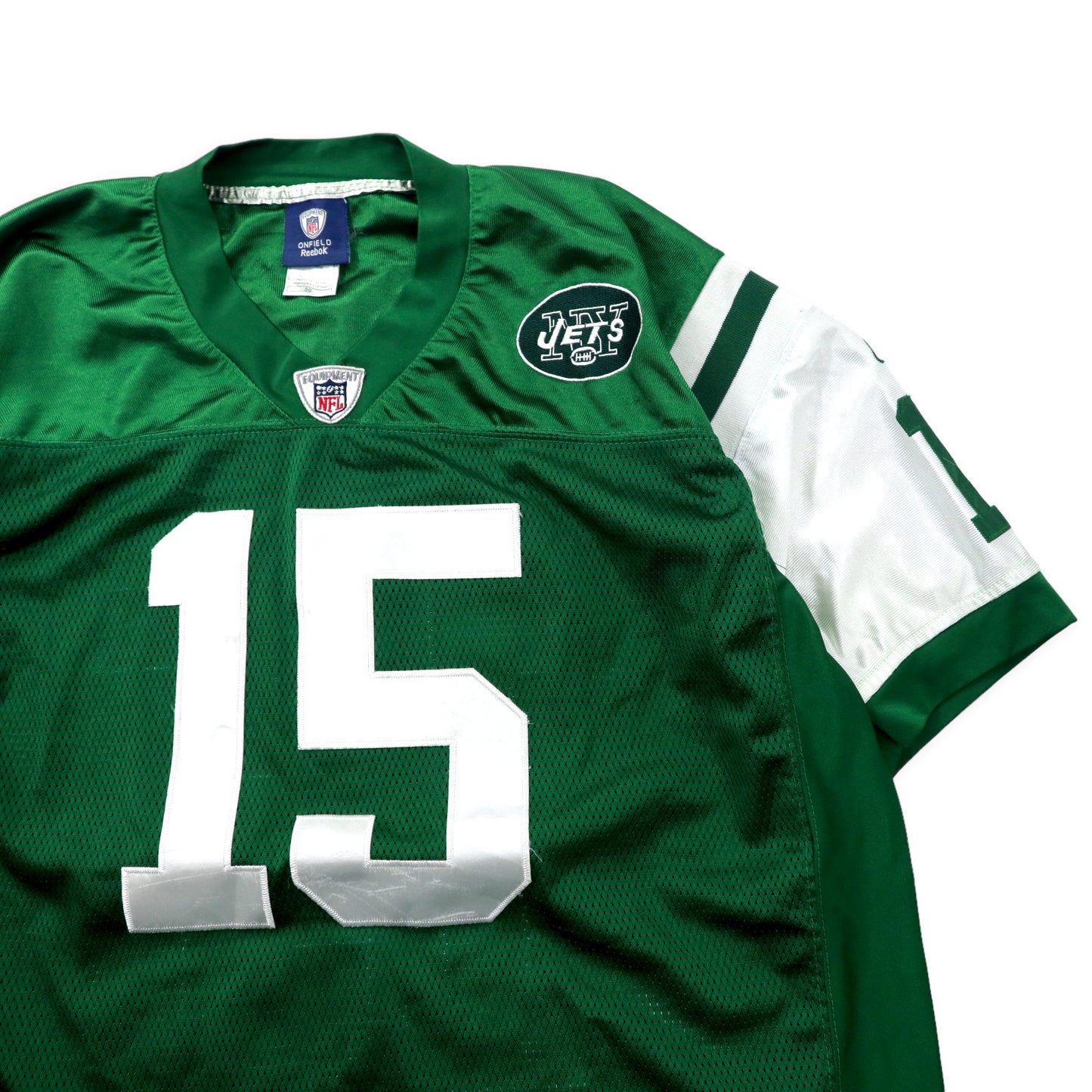 Reebok NFL ゲームシャツ 50 グリーン ナイロン メッシュ NY JETS ナンバリング ビッグサイズ