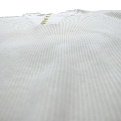 L.L.Bean 80年代 USA製 ヘンリーネック リブニット セーター XL ホワイト コットン ハーフボタン