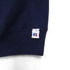 90s USA-made RUSSEL ATHLETIC college print V-neck sweatshirt, size XL, navy, fleece-lined, AUBURNS TIGERS arch logo.
