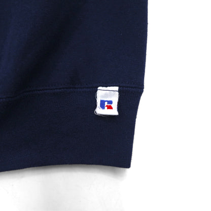 90s USA-made RUSSEL ATHLETIC college print V-neck sweatshirt, size XL, navy, fleece-lined, AUBURNS TIGERS arch logo.