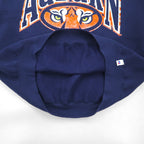 90s USA-made RUSSEL ATHLETIC college print V-neck sweatshirt, size XL, navy, fleece-lined, AUBURNS TIGERS arch logo.