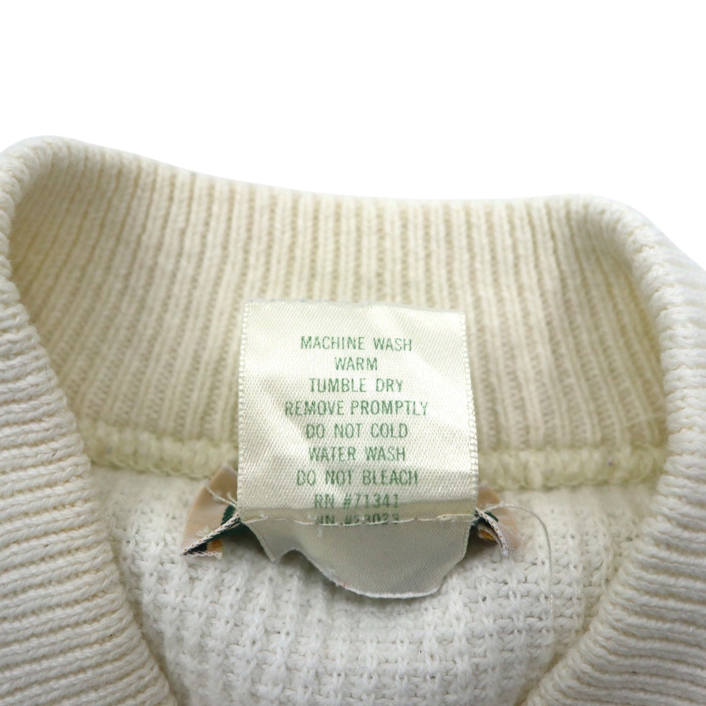 L.L.Bean 80年代 USA製 ヘンリーネック リブニット セーター XL ホワイト コットン ハーフボタン