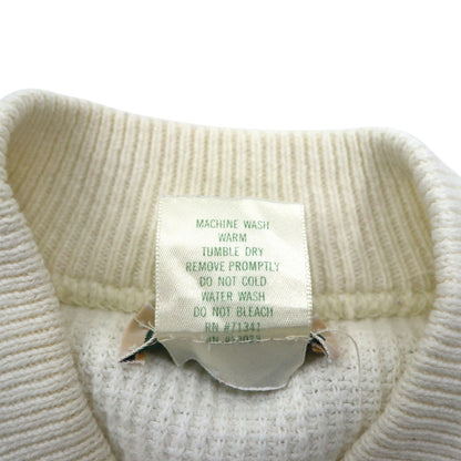 L.L.Bean 80年代 USA製 ヘンリーネック リブニット セーター XL ホワイト コットン ハーフボタン