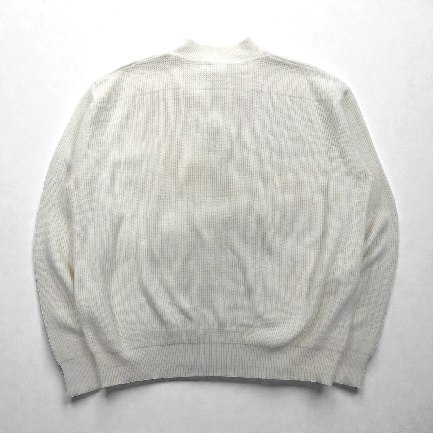 L.L.Bean 80年代 USA製 ヘンリーネック リブニット セーター XL ホワイト コットン ハーフボタン