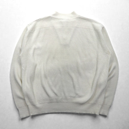 L.L.Bean 80年代 USA製 ヘンリーネック リブニット セーター XL ホワイト コットン ハーフボタン