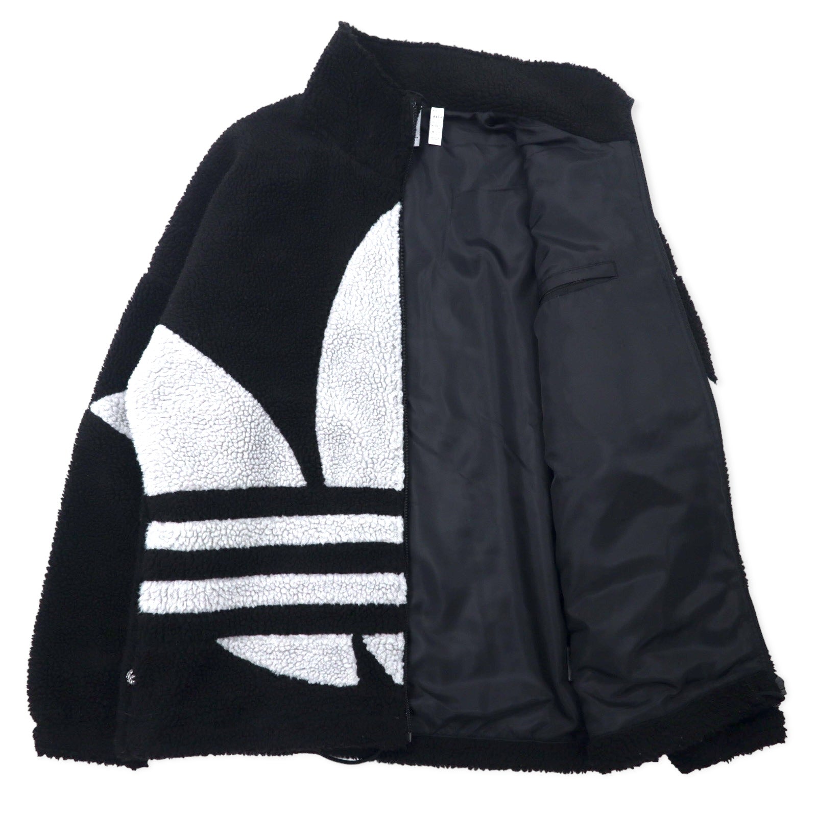 adidas Originals ビッグトレフォイル シェルパ フリースジャケット 2XO ブラック ポリエステル U SHERPA JACKET BIG TRF HC0325