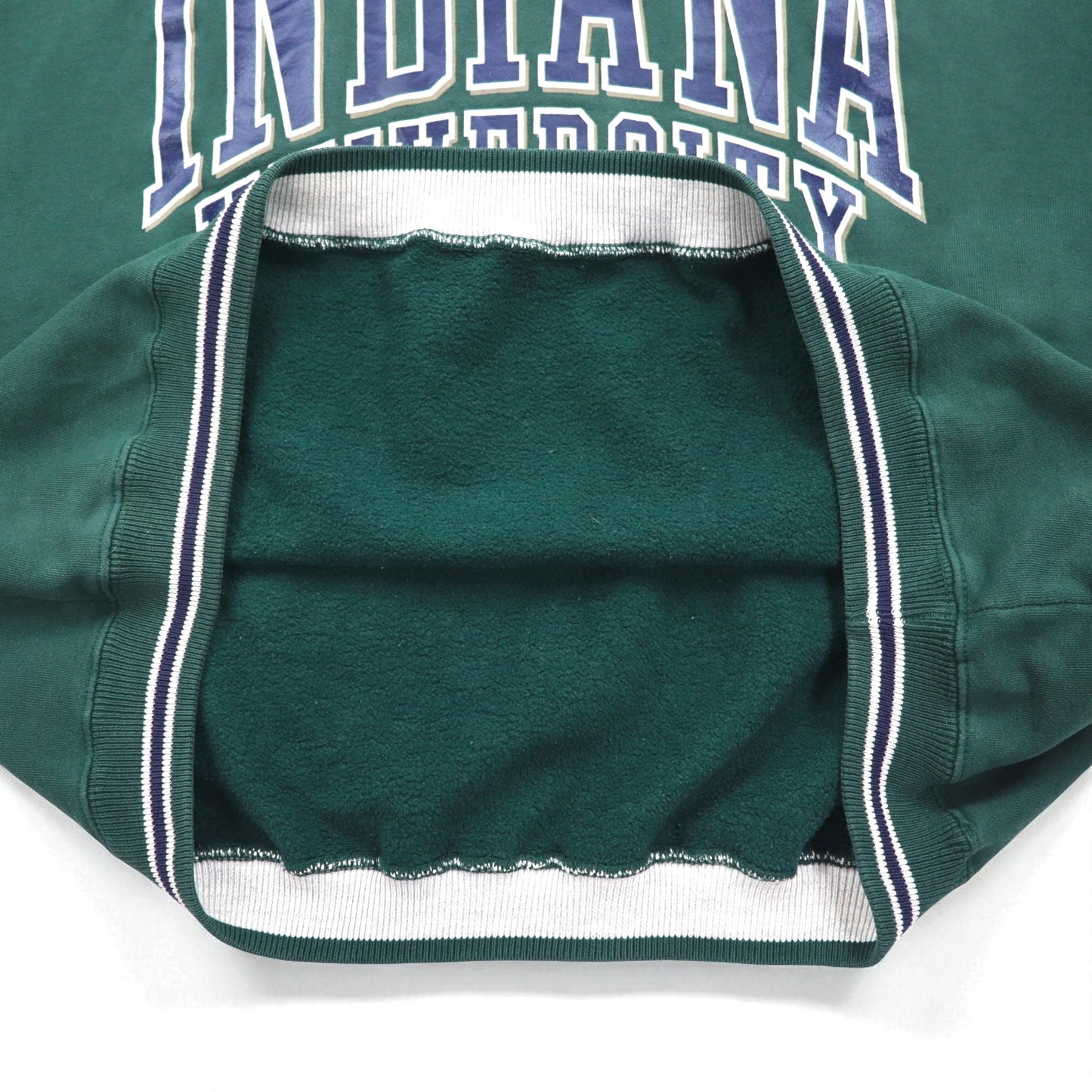 GEAR FOR SPORT 90年代 BIG COTTON リブライン カレッジプリント スウェット トレーナー L グリーン 3段プリント アーチロゴ INDIANA UNIVERSITY