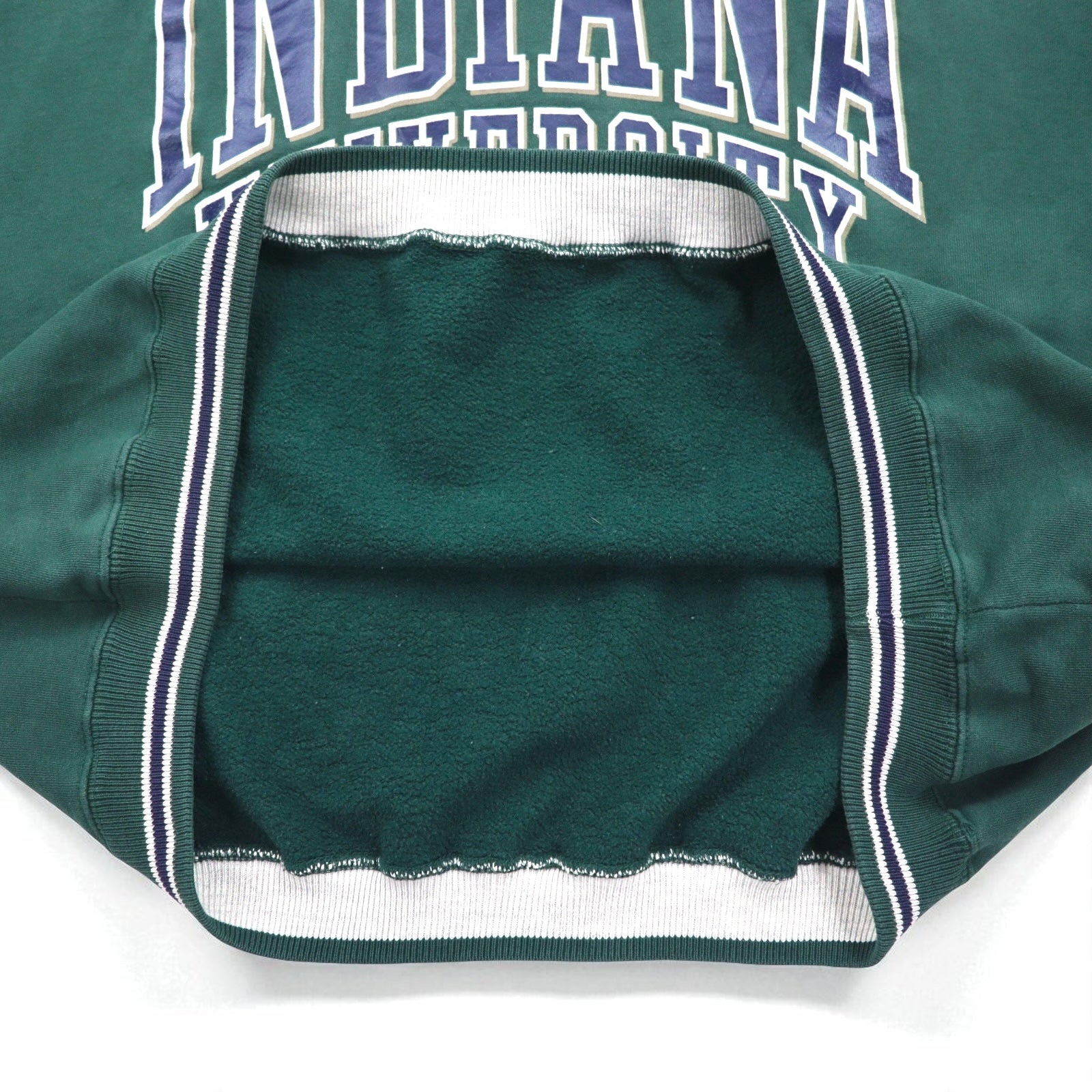 GEAR FOR SPORT 90年代 BIG COTTON リブライン カレッジプリント スウェット トレーナー L グリーン 3段プリント アーチロゴ INDIANA UNIVERSITY