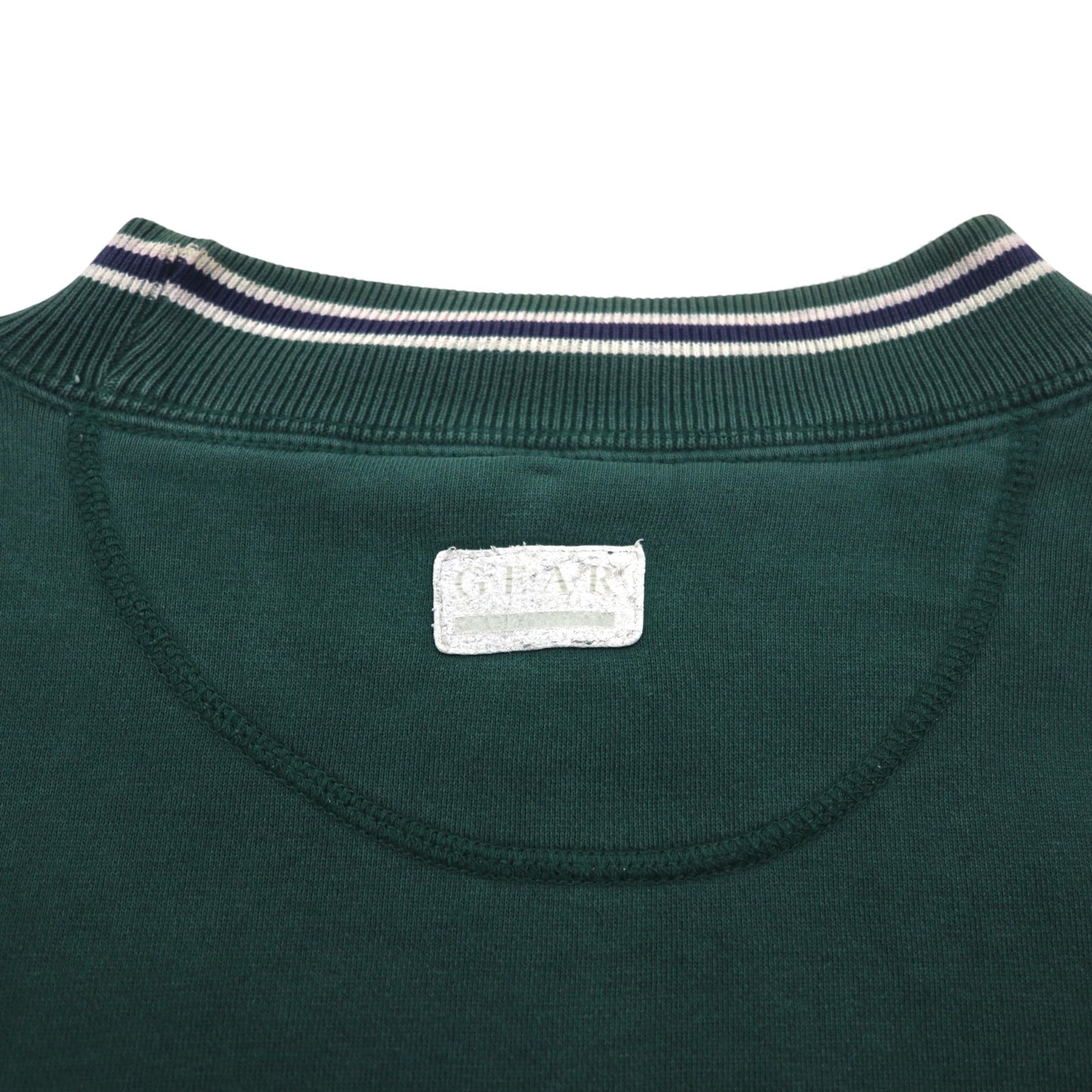 GEAR FOR SPORT 90年代 BIG COTTON リブライン カレッジプリント スウェット トレーナー L グリーン 3段プリント アーチロゴ INDIANA UNIVERSITY