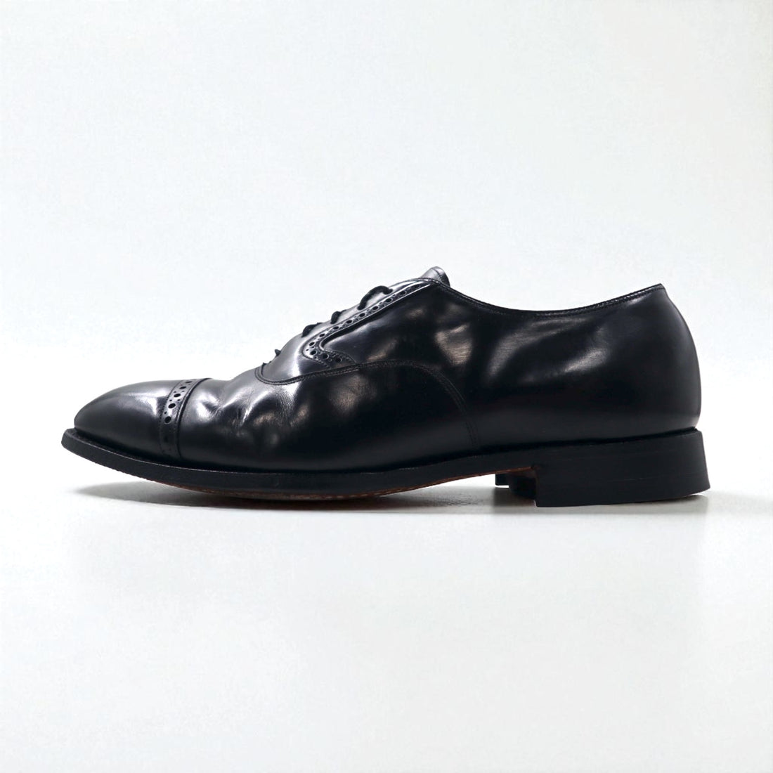 Johnston &amp; Murphy USA Heritage Cap Toe Straight Tip Dress Shoes, Size 27.5cm, Black Leather, 13436 15-1161 603N
