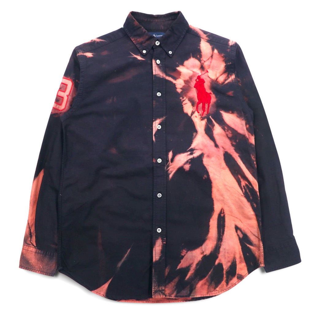 Ralph Lauren Tie-dye Bleached Button-down Shirt, S, Black, Big Pony Embroidery