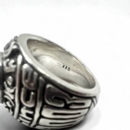 A&G カレッジリング 指輪 16号 シルバー 925 タイガーアイ