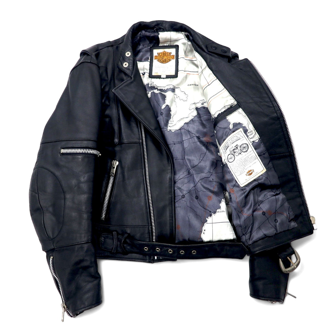 HARLEY DAVIDSON Double Riders Jacket Leather Jacket Size 38 Black Cowhide