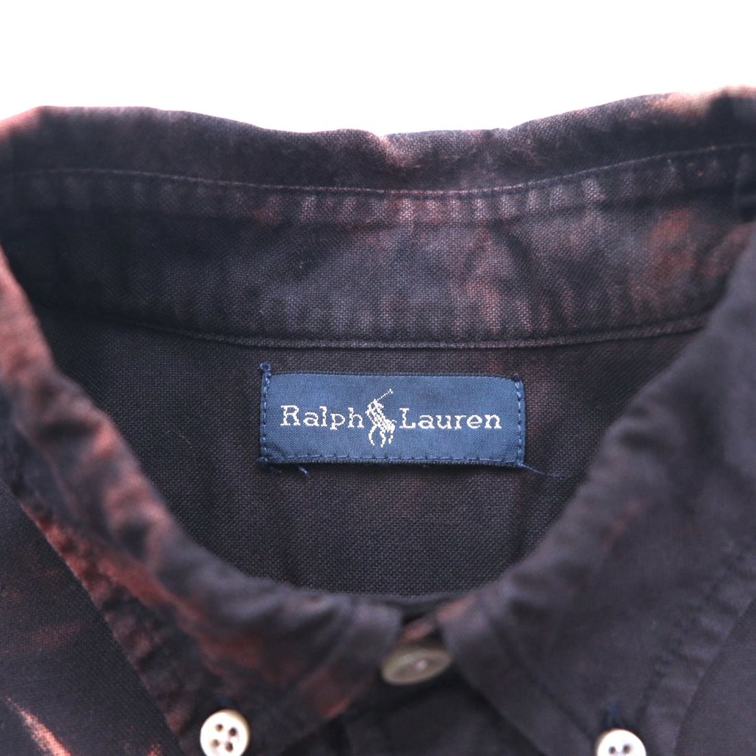 Ralph Lauren Tie-dye Bleached Button-down Shirt, S, Black, Big Pony Embroidery