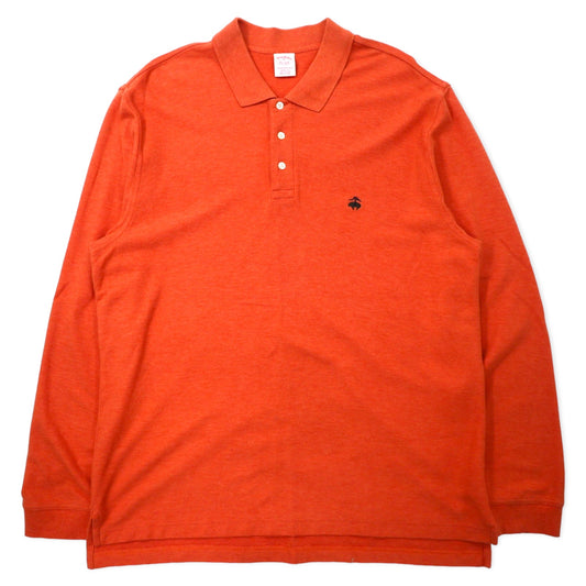 日本然リトテ-古着オンライン-Brooks Brothers 長袖 ポロシャツ XL オレンジ コットン 鹿の子 ワンポイントロゴ刺繍-Brooks Brothers Long Sleeve Polo Shirt XL Orange Cotton Pique One Point Logo Embroidery