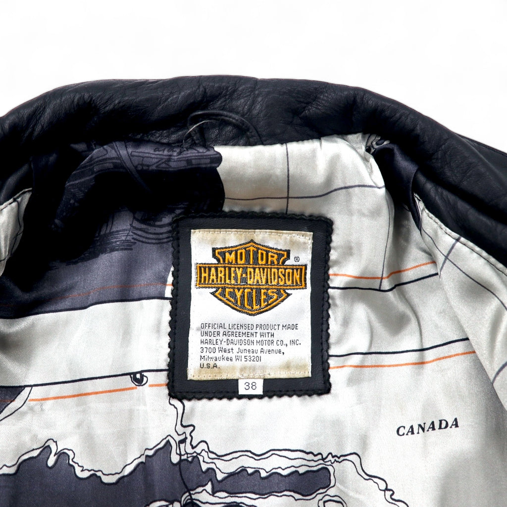 HARLEY DAVIDSON Double Riders Jacket Leather Jacket Size 38 Black Cowhide
