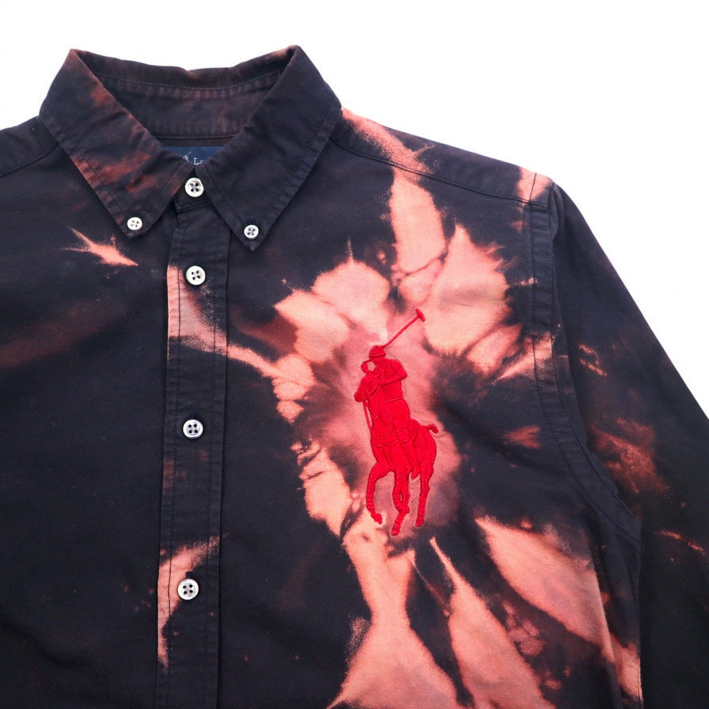 Ralph Lauren Tie-dye Bleached Button-down Shirt, S, Black, Big Pony Embroidery
