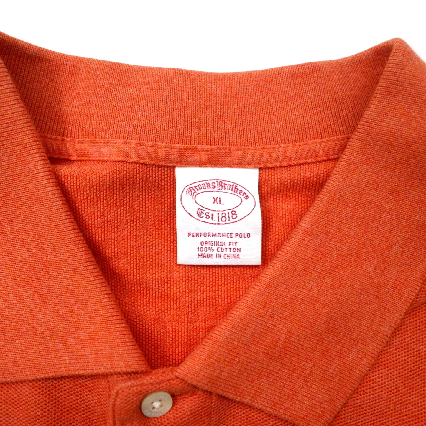 Brooks Brothers 長袖 ポロシャツ XL オレンジ コットン 鹿の子 ワンポイントロゴ刺繍