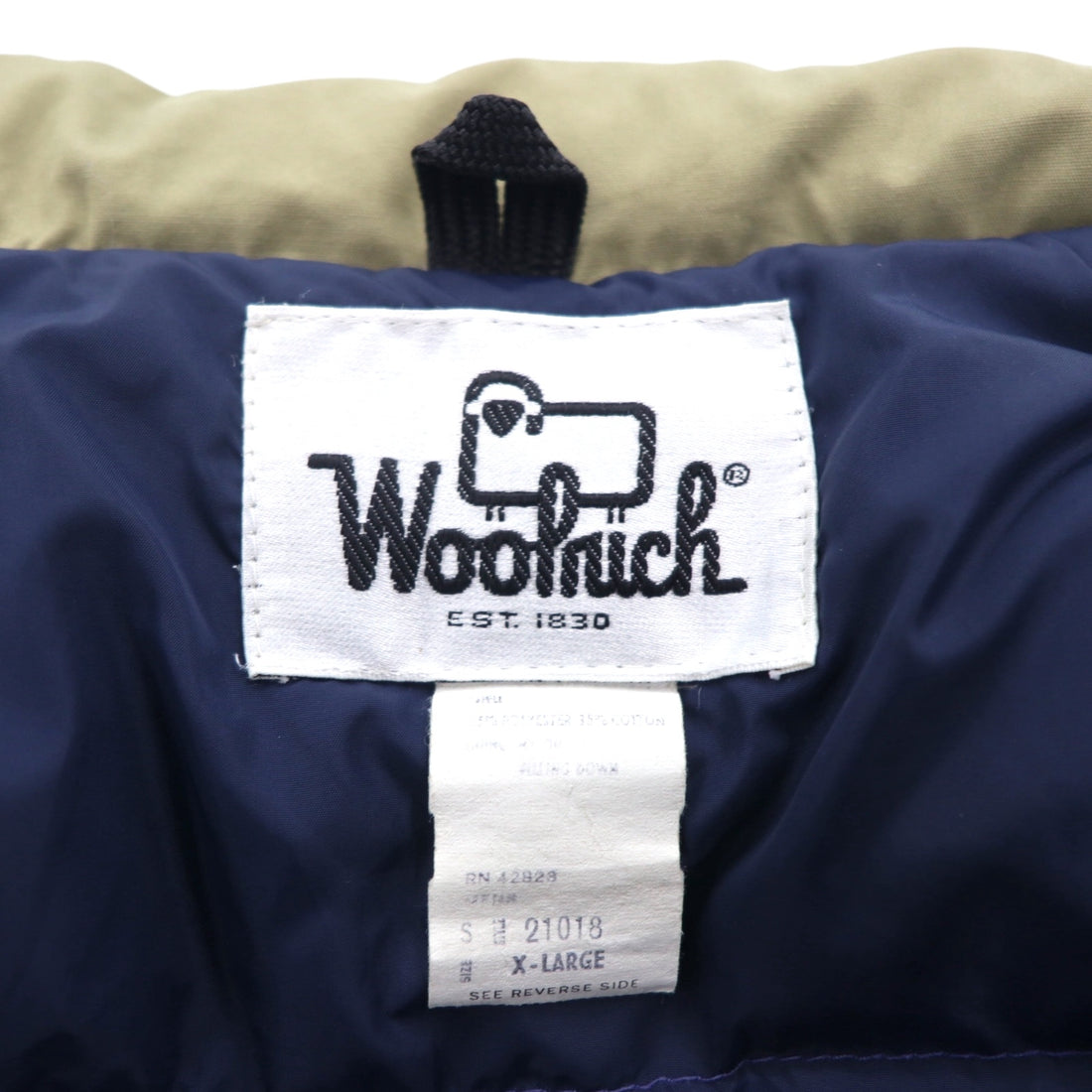 Woolrich 80s 65/35 Cross Volume Down Jacket, XL, Beige, White Tag, Removable Hood, Drawcord