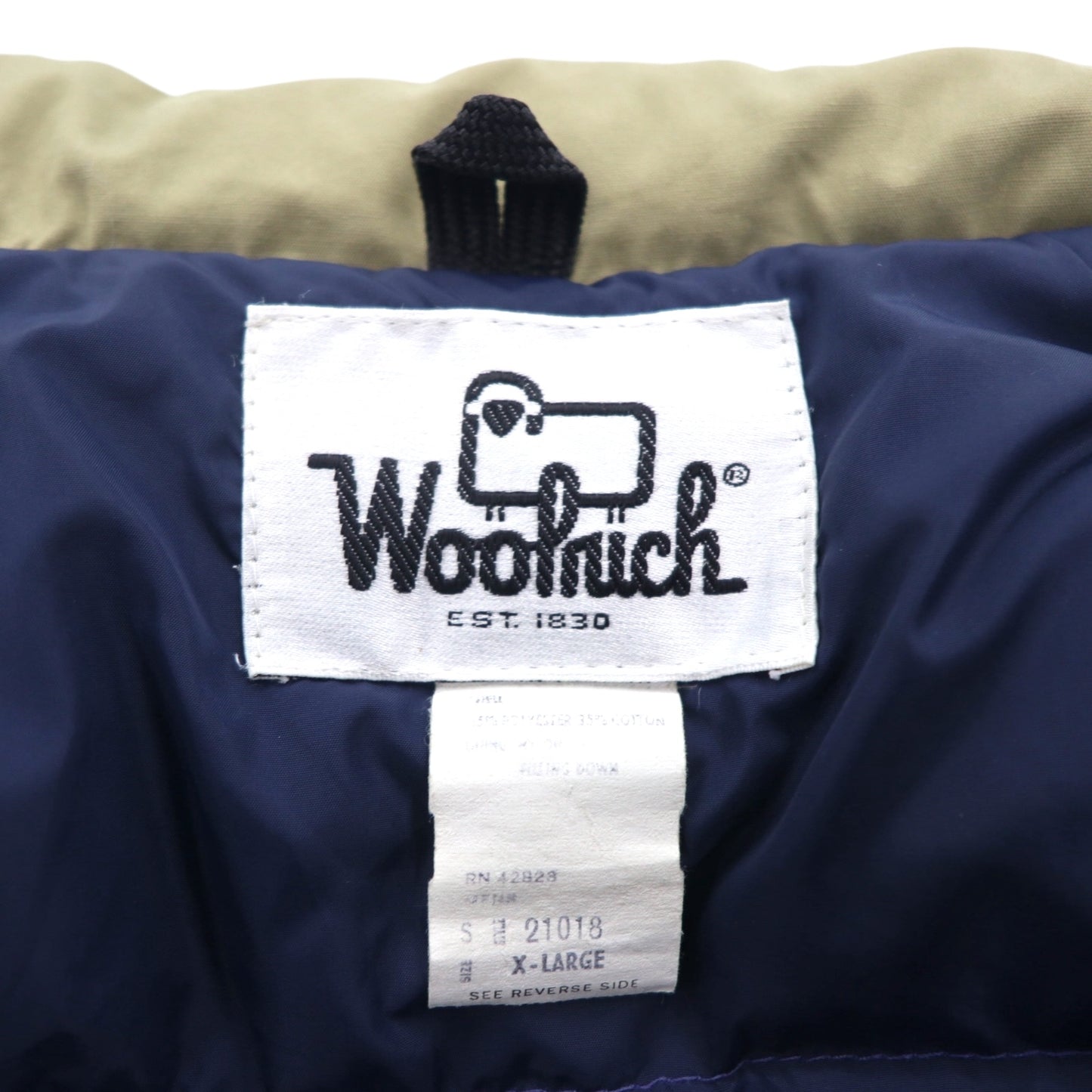 Woolrich 80年代 65/35クロス ボリューム ダウンジャケット XL ベージュ 白タグ フード着脱 ドローコード