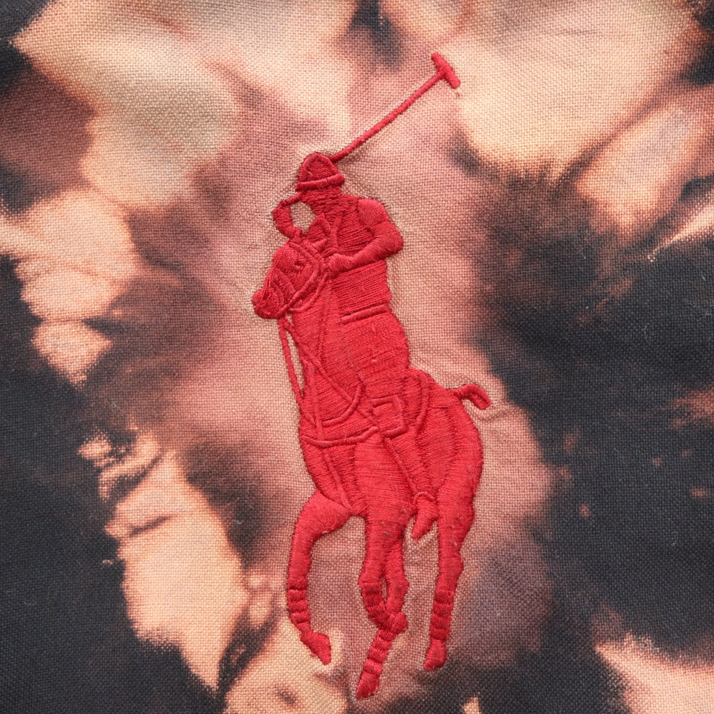 Ralph Lauren Tie-dye Bleached Button-down Shirt, S, Black, Big Pony Embroidery