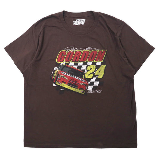 日本然リトテ-古着オンライン-OLD NAVY レーシングカー プリントTシャツ XXL ブラウン コットン ビッグサイズ メキシコ製-