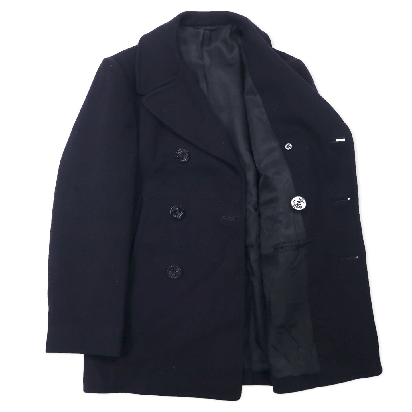 US NAVY 70年代 ピーコート 36R ネイビー ウール 内部ステンシル COAT MAN'S WOOL KERSEY BLUE ミリタリー PEMBROK, INC.