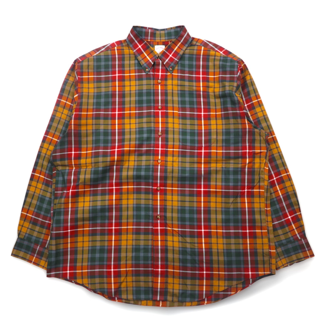 Brooks Brothers ボタンダウンシャツ XL レッド イエロー グリーン チェック マルチカラー