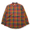 Brooks Brothers ボタンダウンシャツ XL レッド イエロー グリーン チェック マルチカラー
