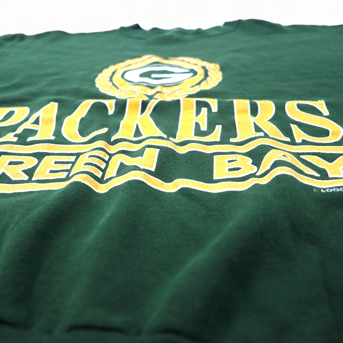 USA製 90年代 LOGO 7 NFL プリント スウェット L グリーン コットン GREEN BAY PACKERS パッカーズ