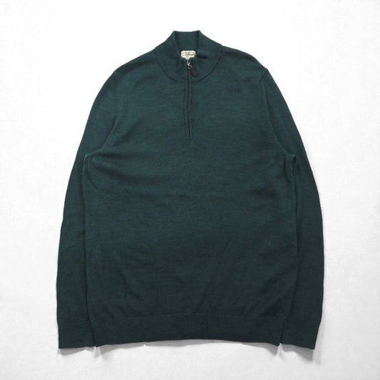 L.L.Bean メリノウール ハーフジップ ニット セーター L グリーン 285158