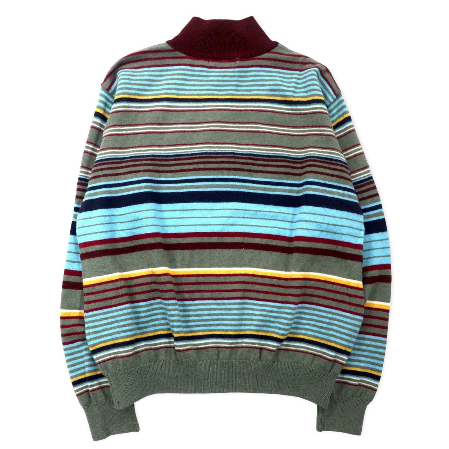 KENZO Half Zip Multi Striped Knit Sweater 4 Multi Color Wool Japan 