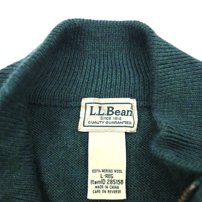 L.L.Bean メリノウール ハーフジップ ニット セーター L グリーン 285158