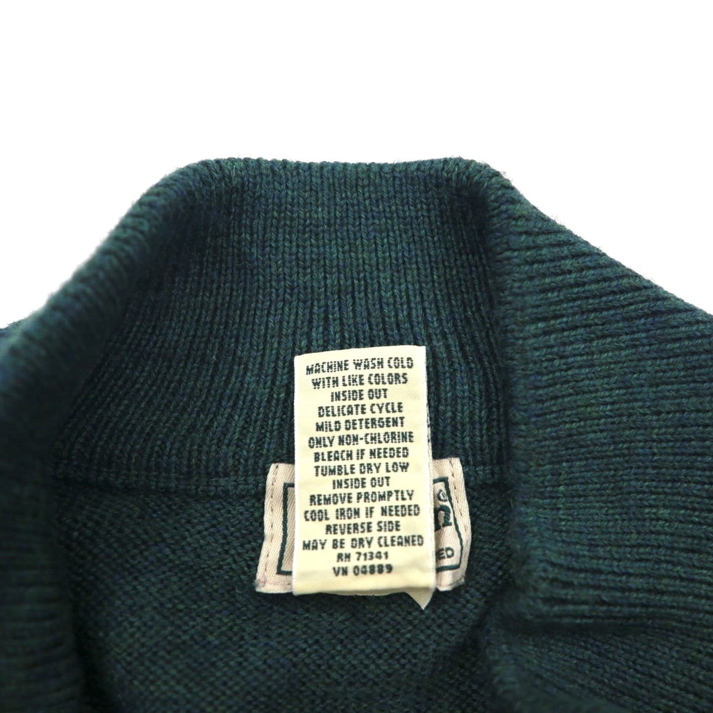 L.L.Bean メリノウール ハーフジップ ニット セーター L グリーン 285158