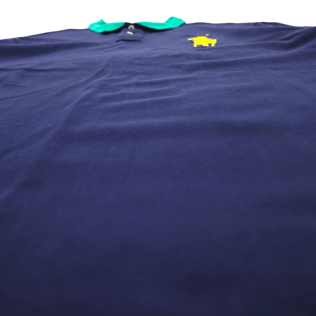 POLO RALPH LAUREN Big Pony Embroidered Polo Shirt 2XL Big Size Navy Cotton Pique