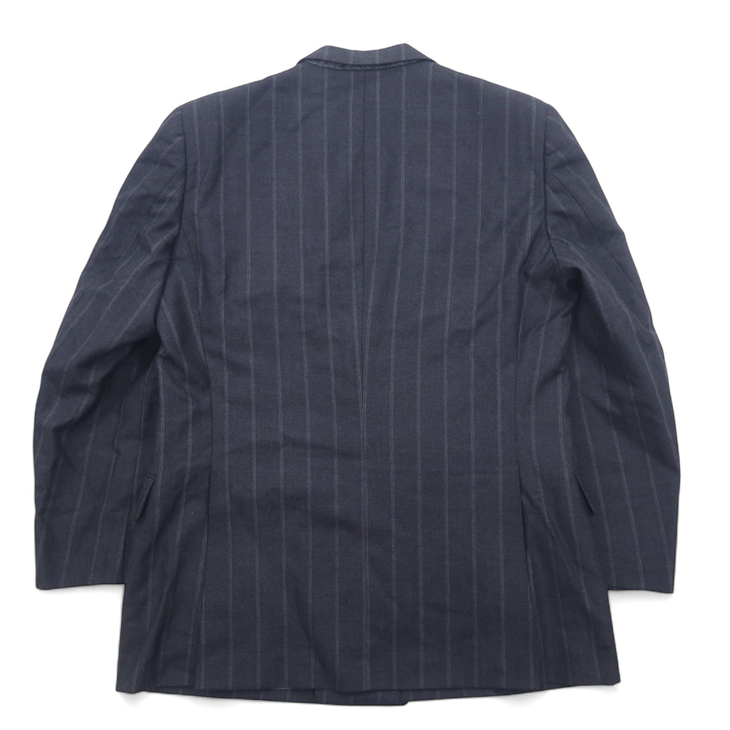 Burberrys Old Double Breasted Tailored Jacket XL Grey Wool Stripe Made in Japan