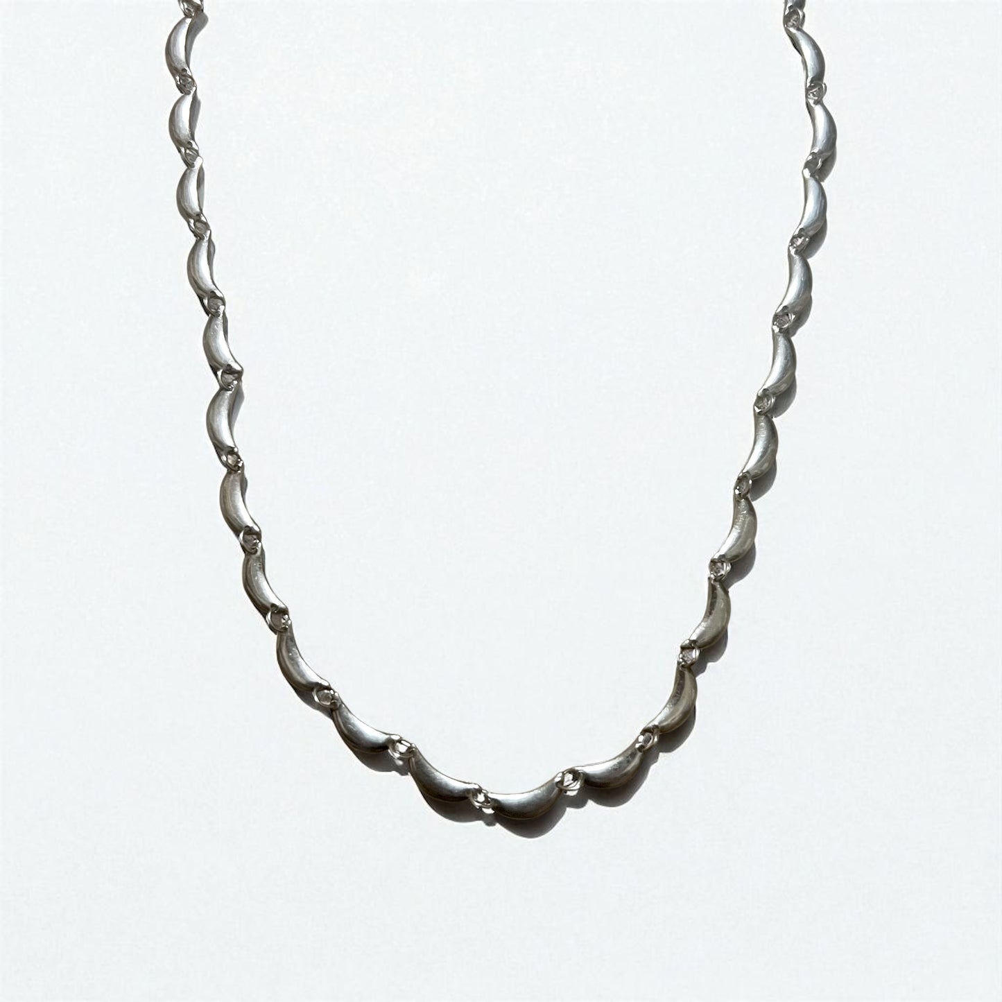 Vintage Silver Necklace Crescent Design Necklace Silver 925