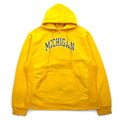 STEVE AND BARRY'S Reverse Weave Pullover Hoodie M Yellow MICHIGAN Arch Logo Big Size