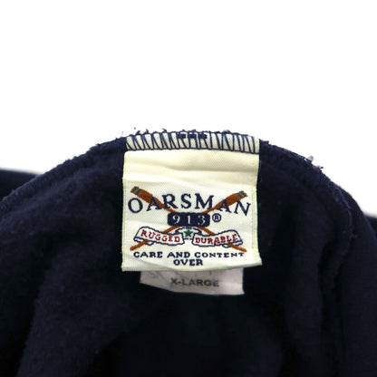 90s OARSMAN College Print Pullover Hoodie, Size XL, Navy, Fleece-Lined, TVCC Arch Logo, Made in Mexico