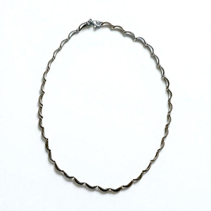 Vintage Silver Necklace Crescent Design Necklace Silver 925