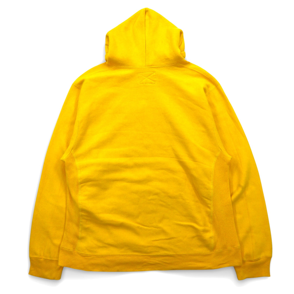 STEVE AND BARRY'S Reverse Weave Pullover Hoodie M Yellow MICHIGAN Arch Logo Big Size