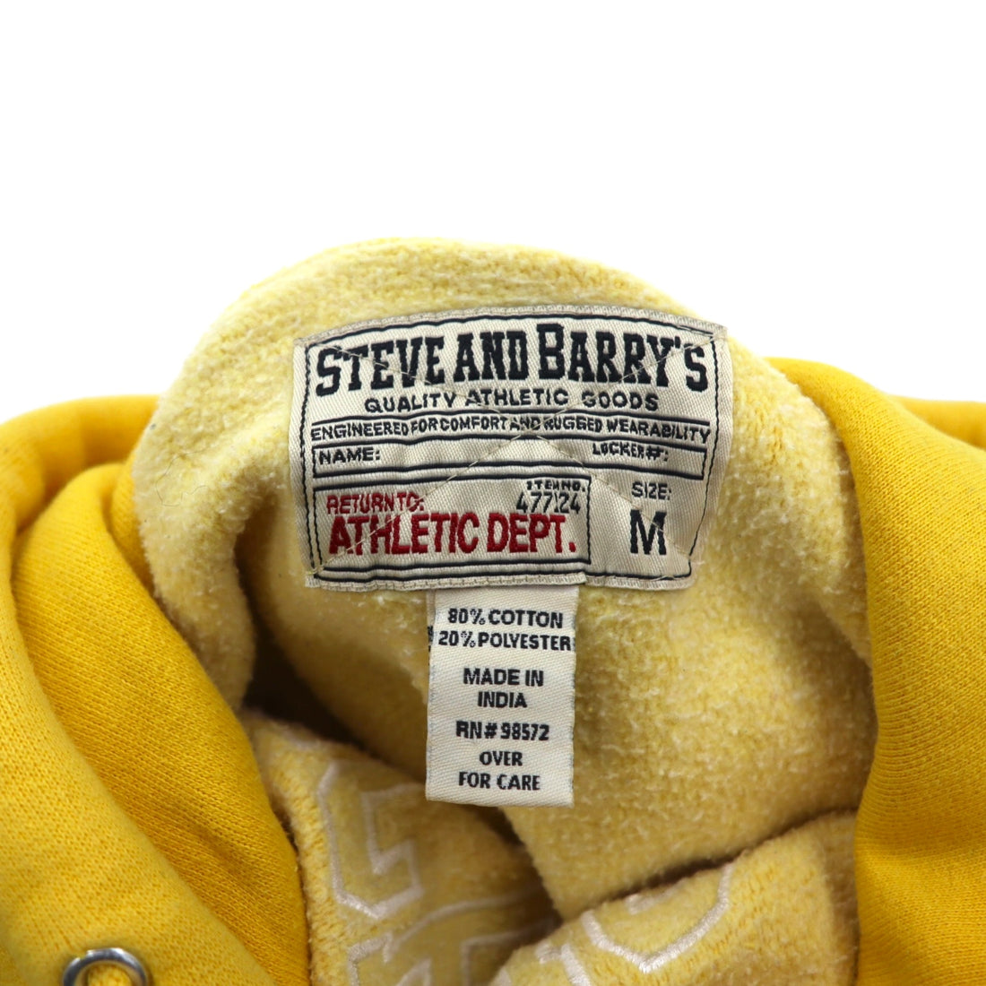 STEVE AND BARRY'S Reverse Weave Pullover Hoodie M Yellow MICHIGAN Arch Logo Big Size