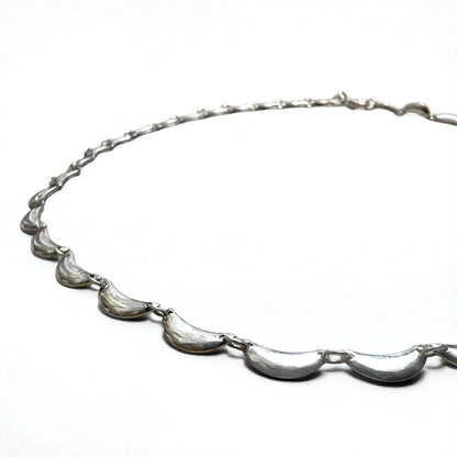 Vintage Silver Necklace Crescent Design Necklace Silver 925