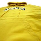 STEVE AND BARRY'S Reverse Weave Pullover Hoodie M Yellow MICHIGAN Arch Logo Big Size
