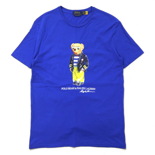 日本然リトテ-古着オンライン-POLO RALPH LAUREN ポロベア プリント Tシャツ M ブルー コットン CUSTOM SLIM FIT-POLO RALPH LAUREN Polo Bear Print T-Shirt M Blue Cotton CUSTOM SLIM FIT