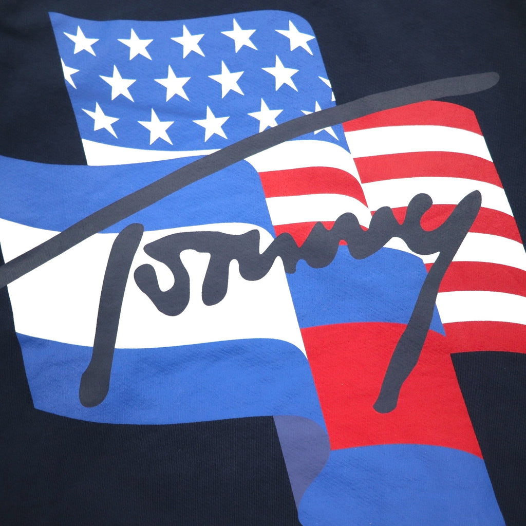 TOMMY JEANS Pullover Hoodie L Navy Back Print Mikina Flag Graphic DM0DM08703