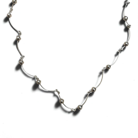 Vintage 2WAY Silver Necklace ドット ウェーブ ネックレス 2連ブレスレット シルバー 925