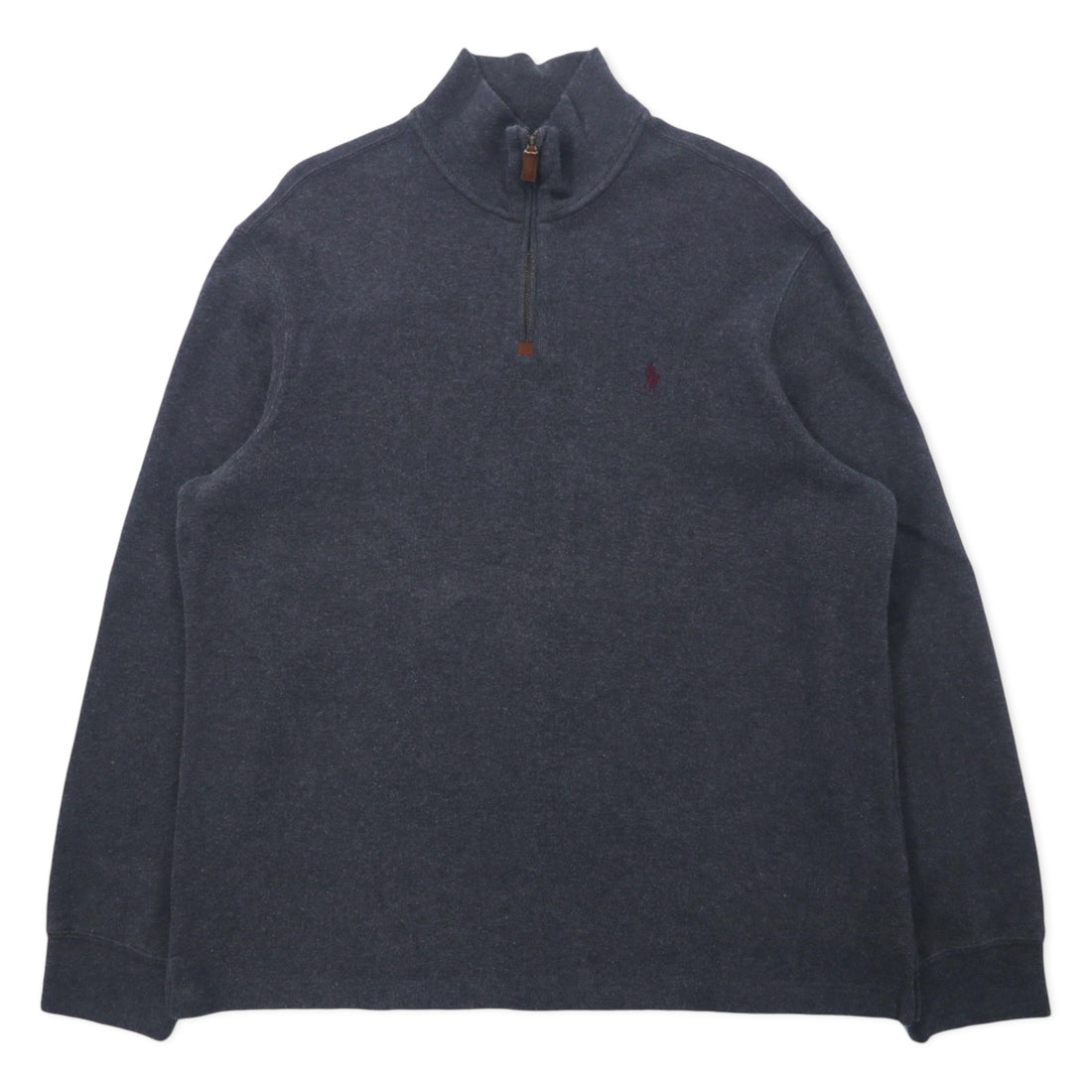日本然リトテ-古着オンライン-Polo by Ralph Lauren ハーフジップ スウェット XL グレー コットン スモールポニー刺繍 ビッグサイズ-Polo by Ralph Lauren Half Zip Sweatshirt XL Gray Cotton Small Pony Embroidery Big Size