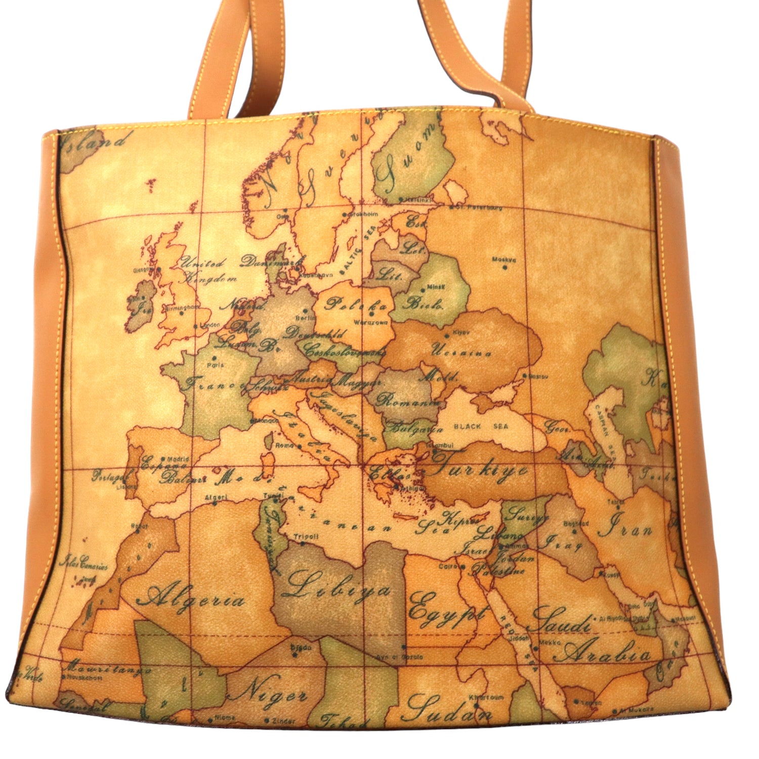 PRIMA CLASSE Tote Bag Beige PVC World Map Italian Made – 日本然リトテ